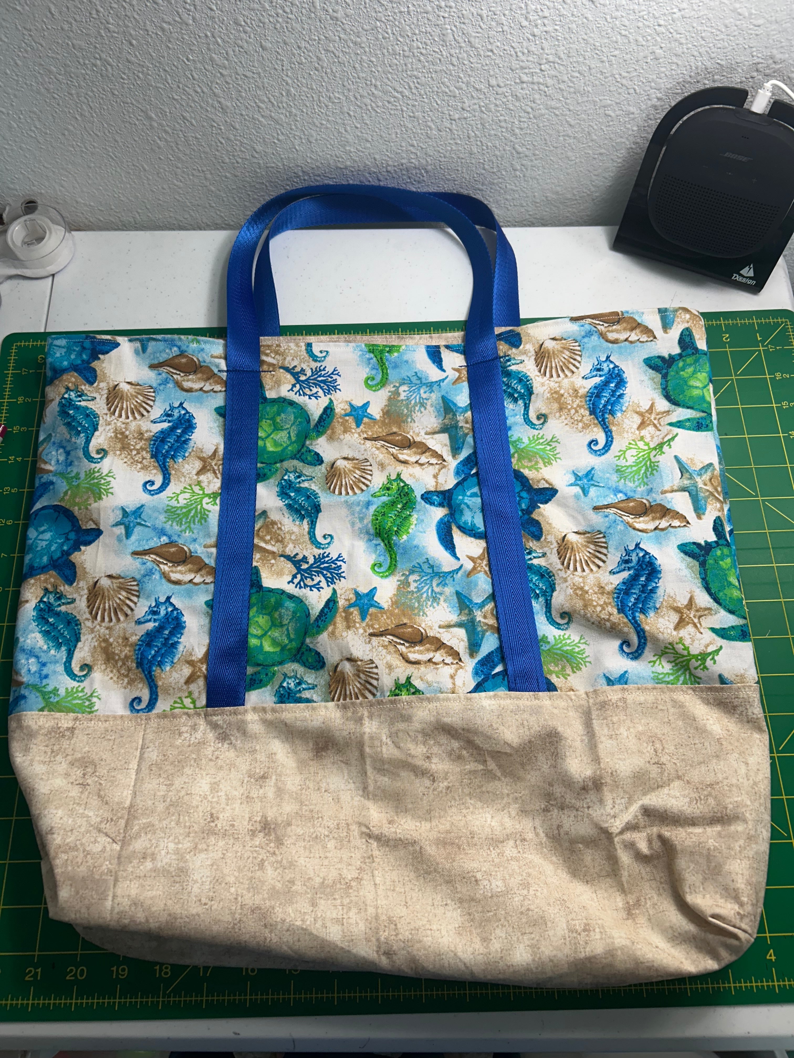 Sea Turtle and Seahorse Tote