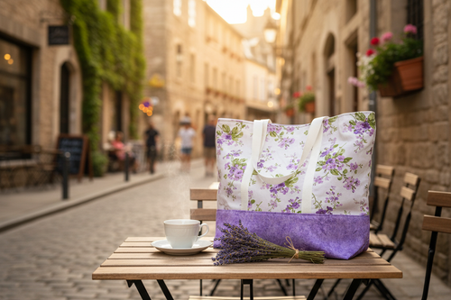 Purple Floral Market Tote